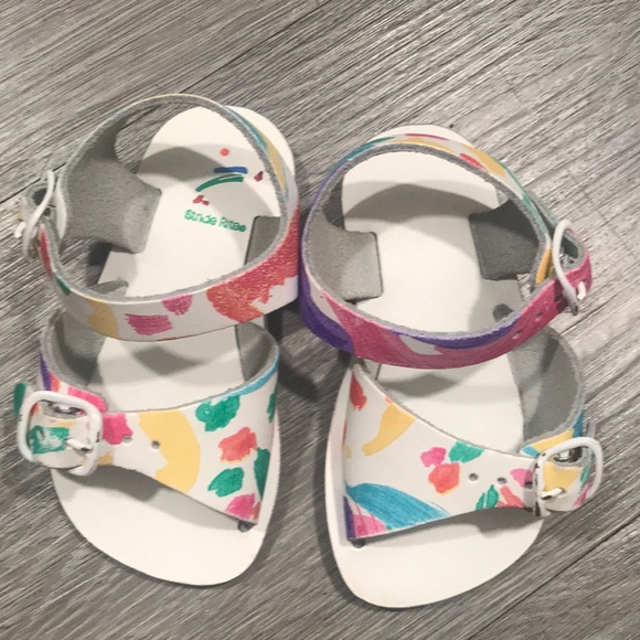 Stride Rite White Leather Adjustable Sandals
